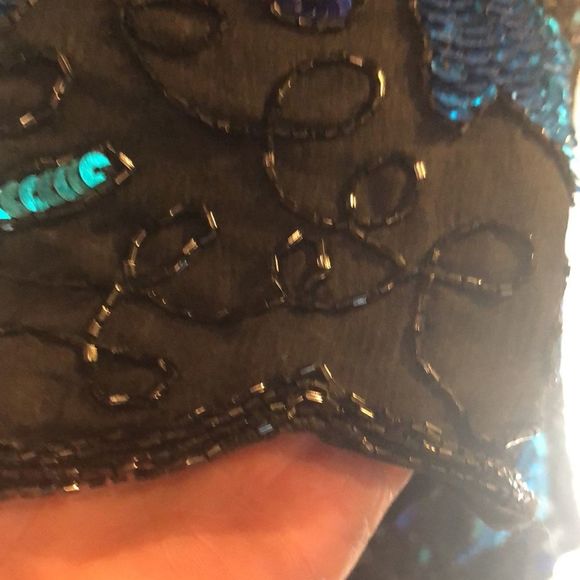 Laurence Kazar New York 100% silk beaded events blouse size large - Picture 7 of 16